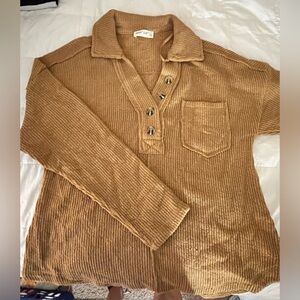 Stylish Tan V-Neck Sweater